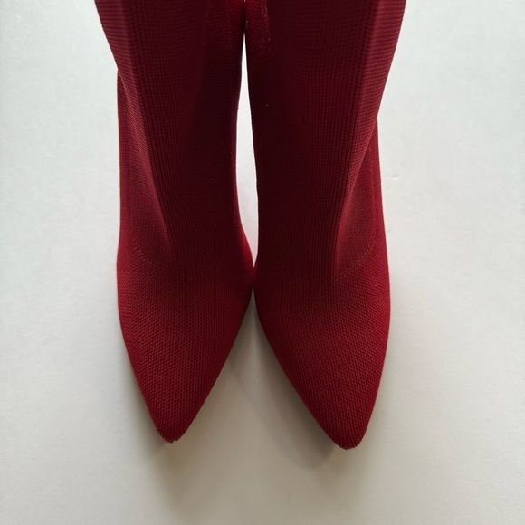 Guess Red Stiletto Knit Sock Mesh Ankle Booties - Picture 4 of 6
